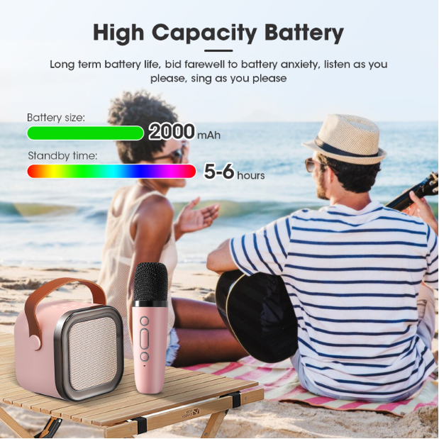 Sing Together Instantly! Mini Kids Karaoke Machine with 2 Wireless Mics