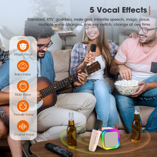 Sing Together Instantly! Mini Kids Karaoke Machine with 2 Wireless Mics