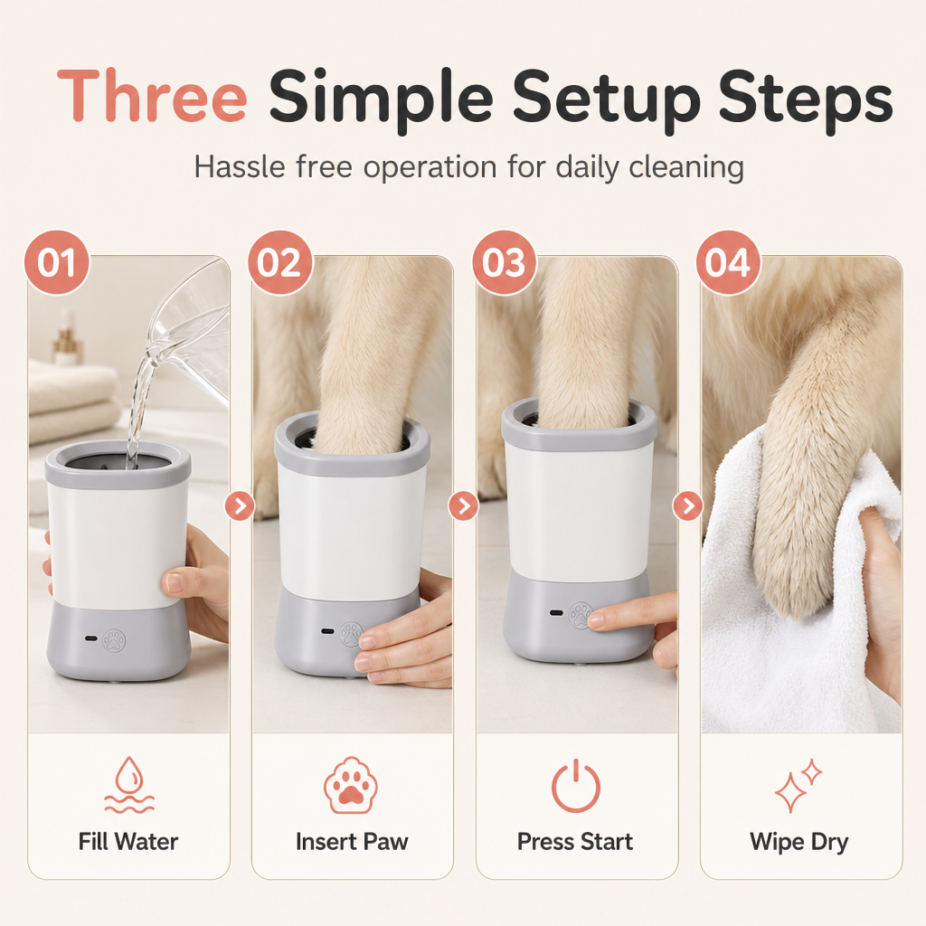 Clean Paws Instantly! Automatic Electric Pet Paw Cleaner