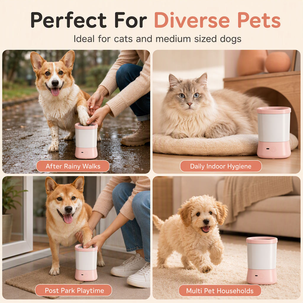 Clean Paws Instantly! Automatic Electric Pet Paw Cleaner