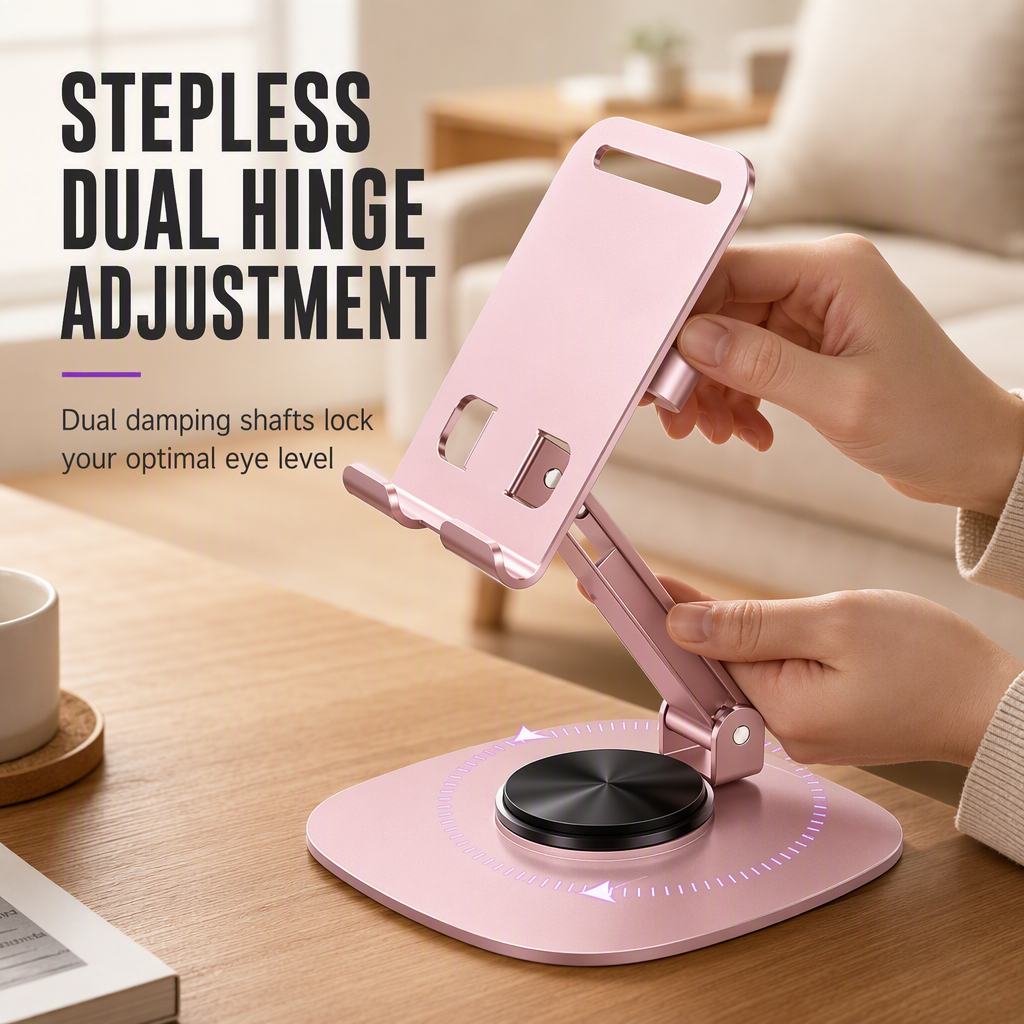 Stop Neck Strain Instantly! 360° Rotating Foldable Metal Phone Stand