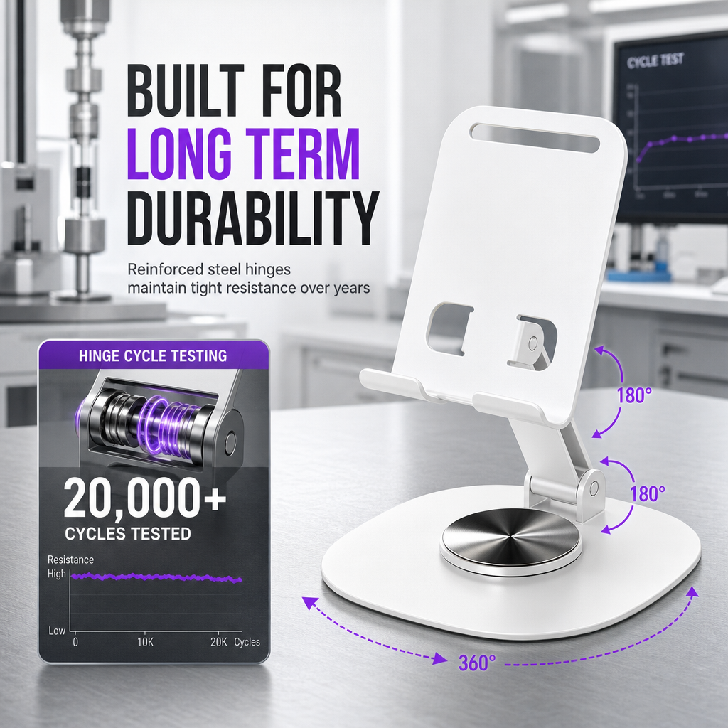 Stop Neck Strain Instantly! 360° Rotating Foldable Metal Phone Stand