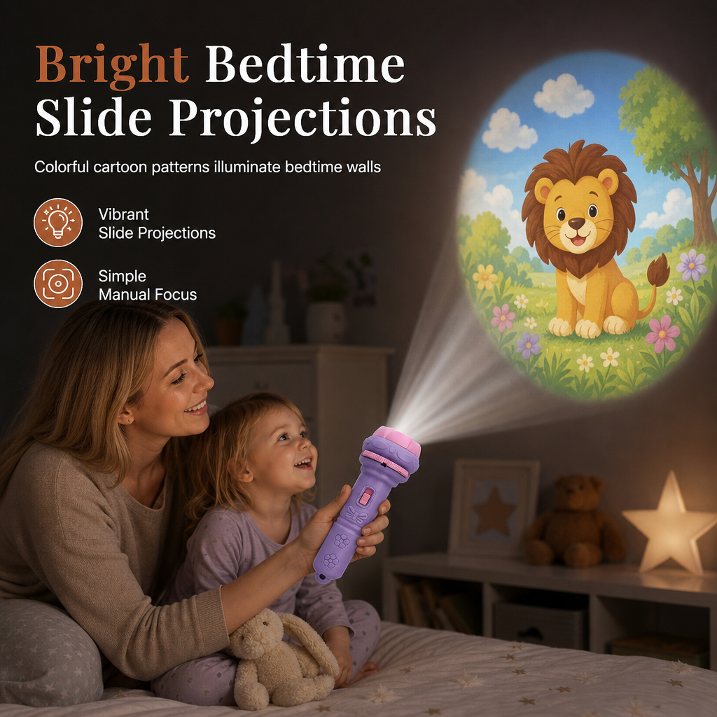 Project Bedtime Stories Instantly! Mini Kids Projector Flashlight