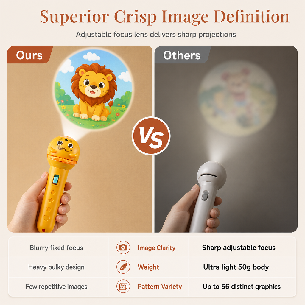 Project Bedtime Stories Instantly! Mini Kids Projector Flashlight