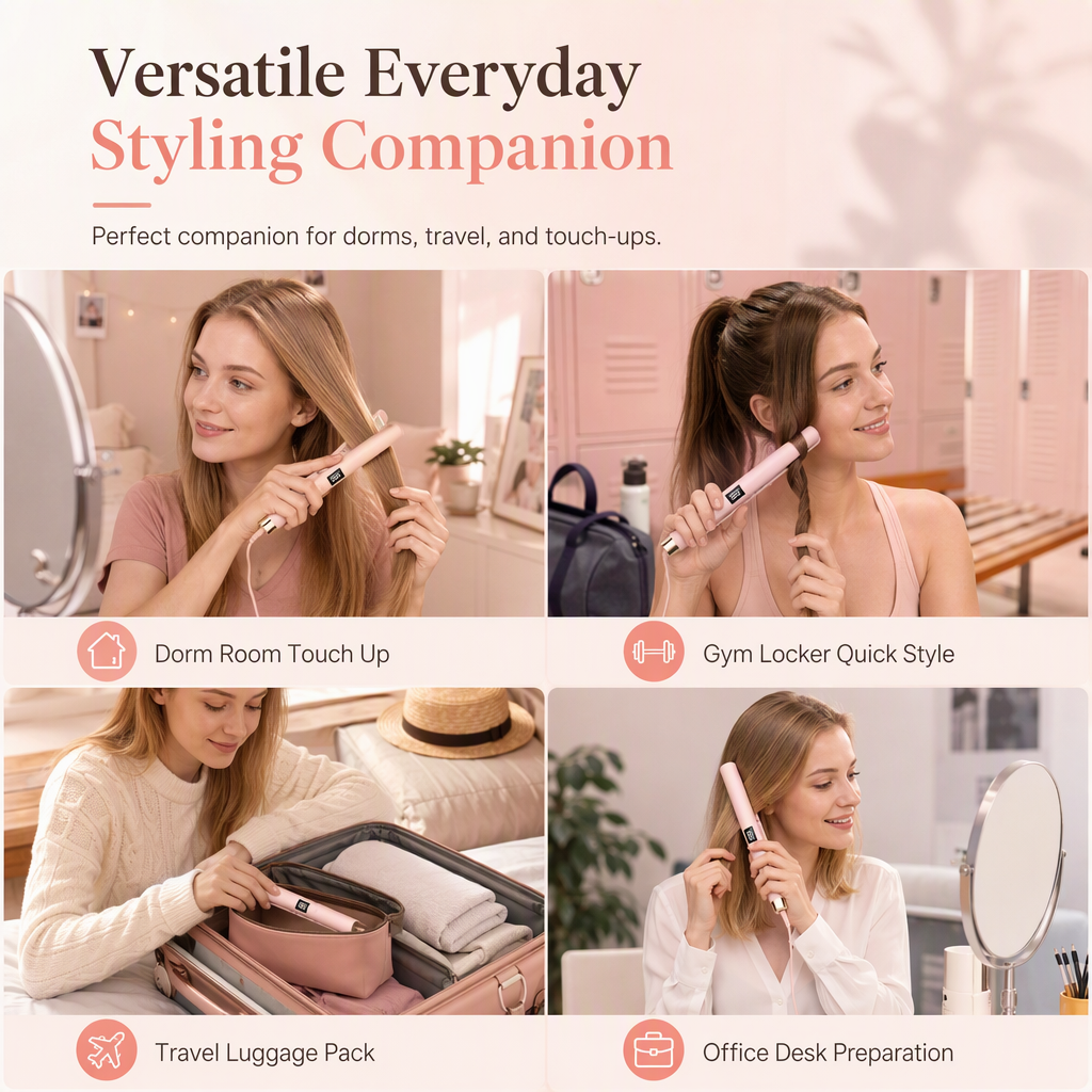 Style Frizz-Free Hair Instantly! Mini Ceramic Travel Hair Straightener