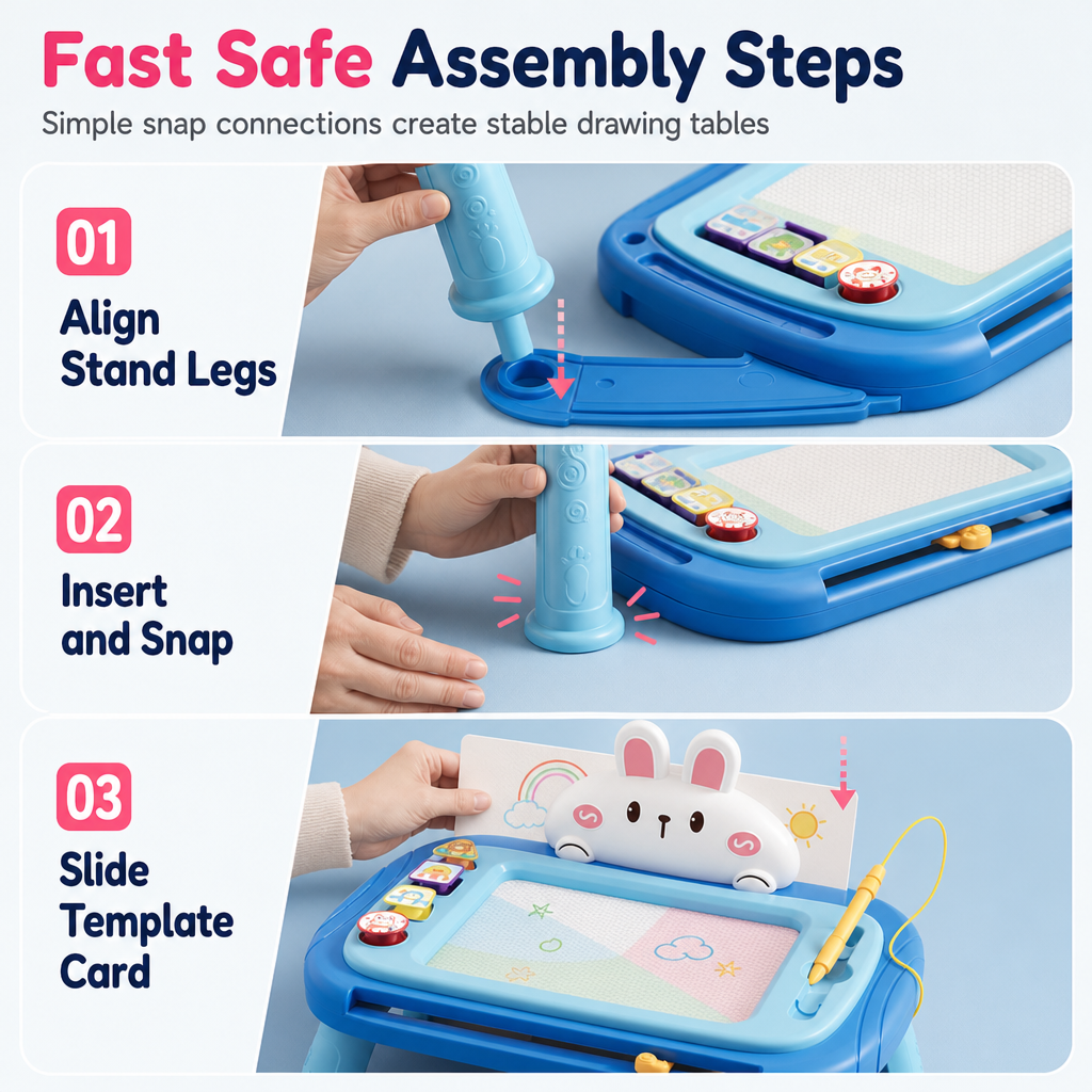 Draw & Erase Instantly! Convertible Magnetic Kids Drawing Board
