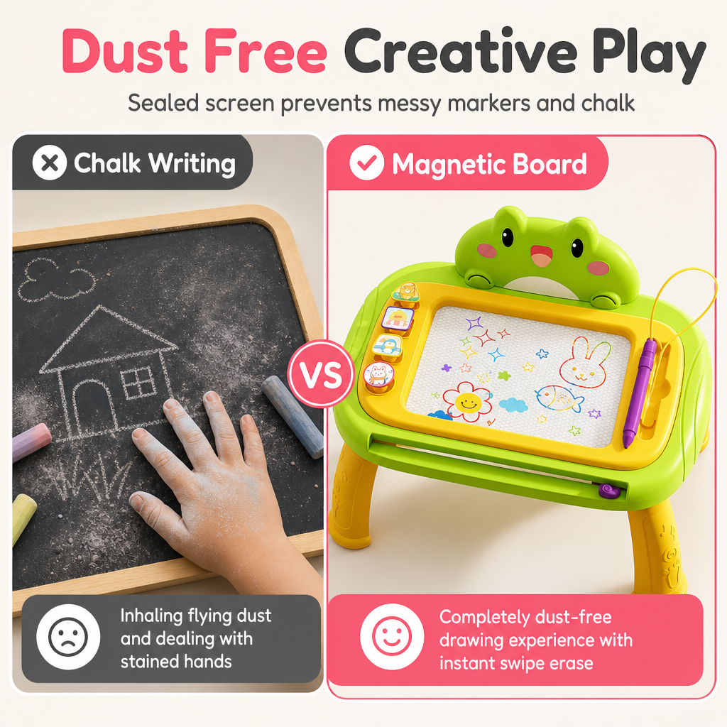 Draw & Erase Instantly! Convertible Magnetic Kids Drawing Board
