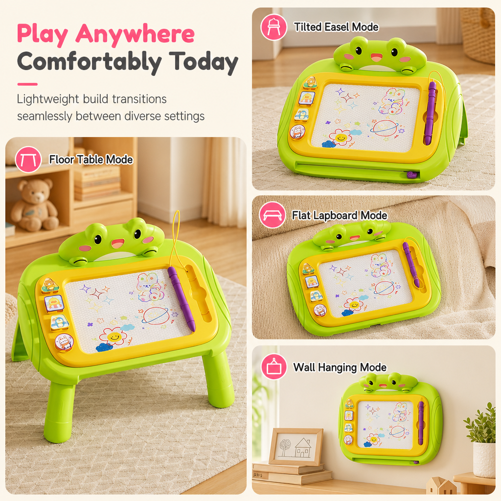 Draw & Erase Instantly! Convertible Magnetic Kids Drawing Board