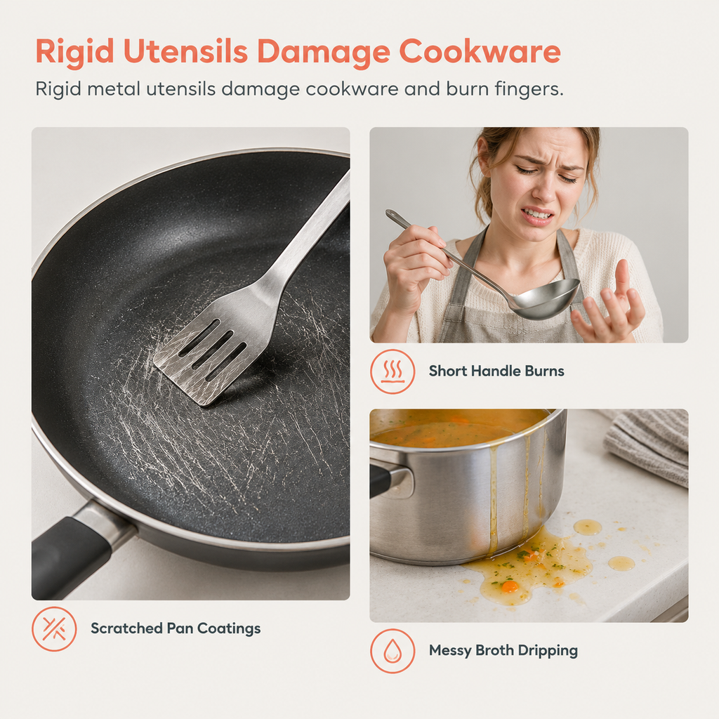 Protect Nonstick Cookware Instantly! Gentle Silicone Soup Ladle