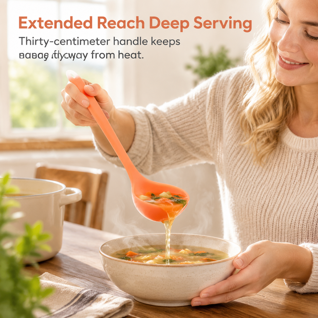 Protect Nonstick Cookware Instantly! Gentle Silicone Soup Ladle