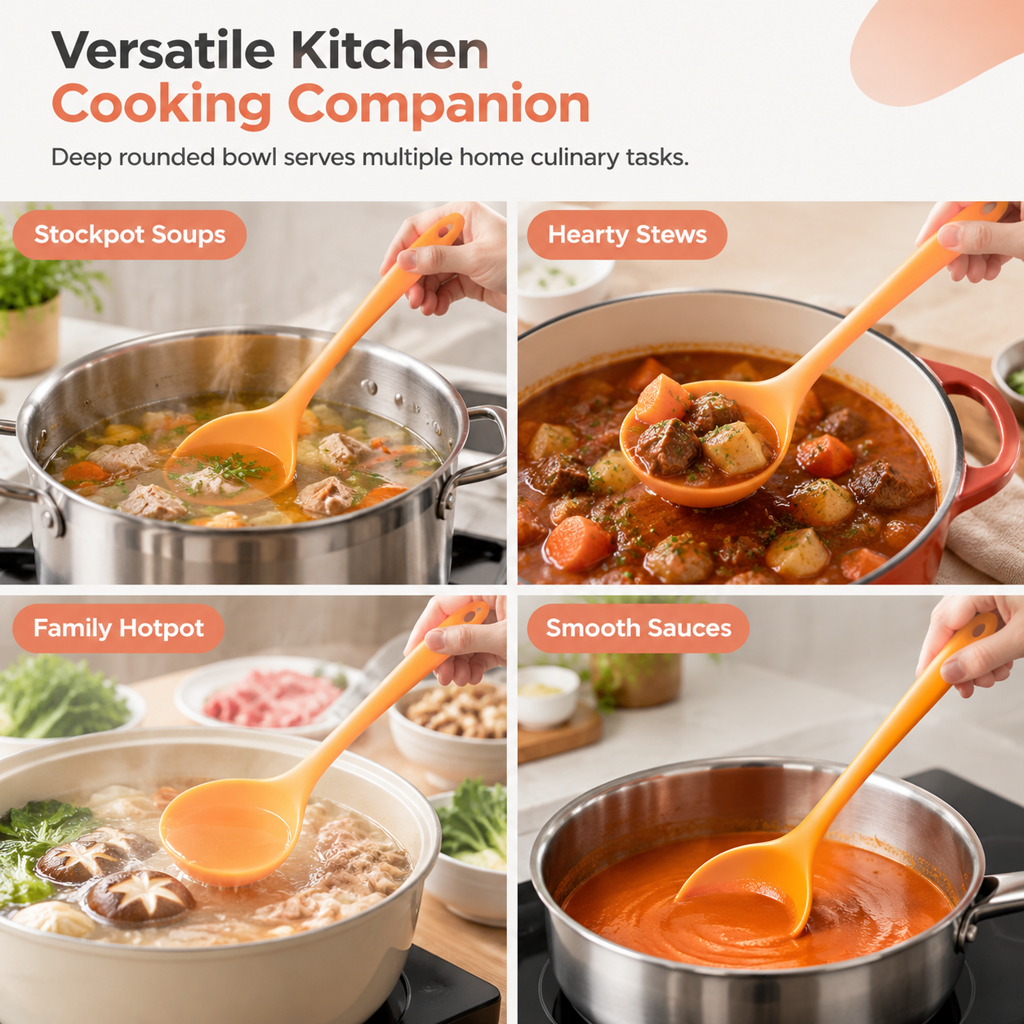 Protect Nonstick Cookware Instantly! Gentle Silicone Soup Ladle