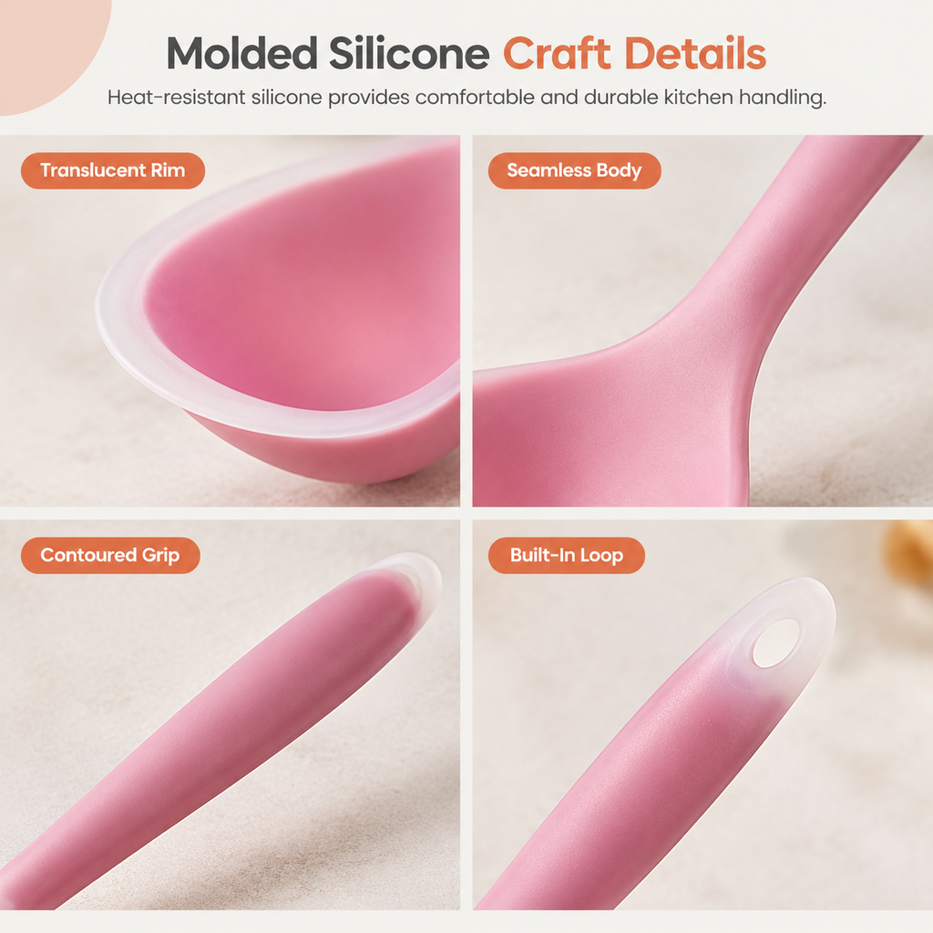 Protect Nonstick Cookware Instantly! Gentle Silicone Soup Ladle