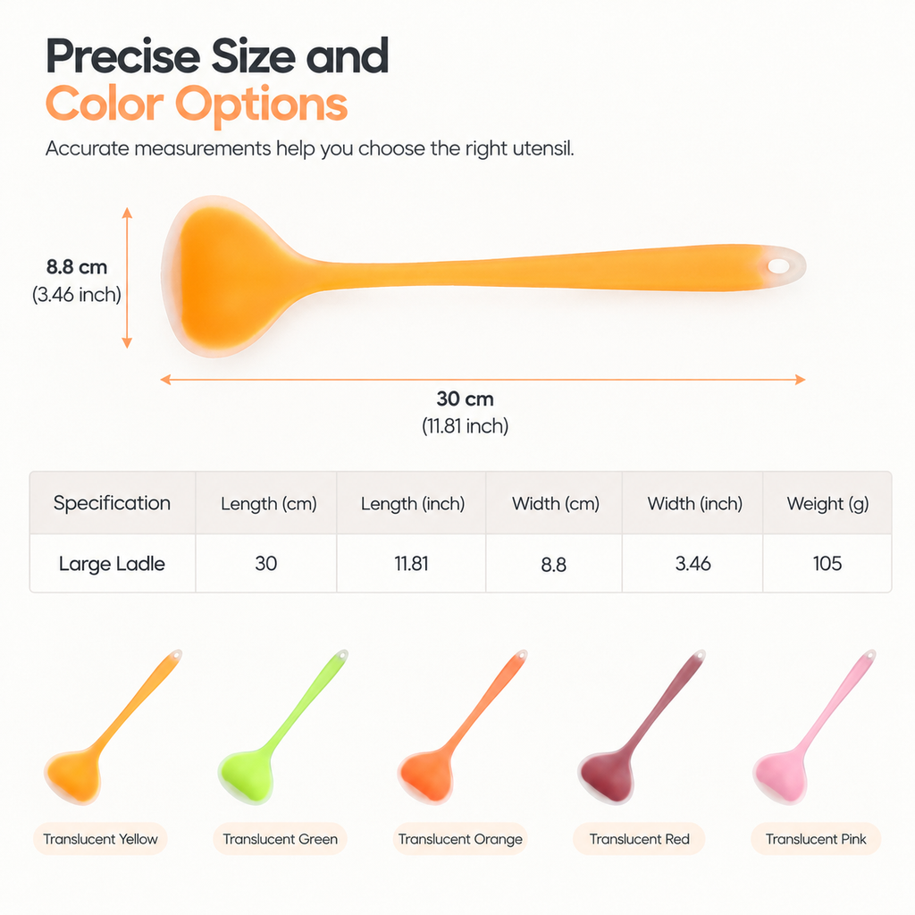 Protect Nonstick Cookware Instantly! Gentle Silicone Soup Ladle