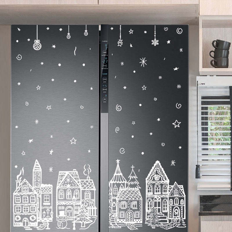 🎁Christmas Hot Sale 50% OFF🎅Christmas Village Static Window Cling Set, 78Pcs Reusable Xmas Window Stickers