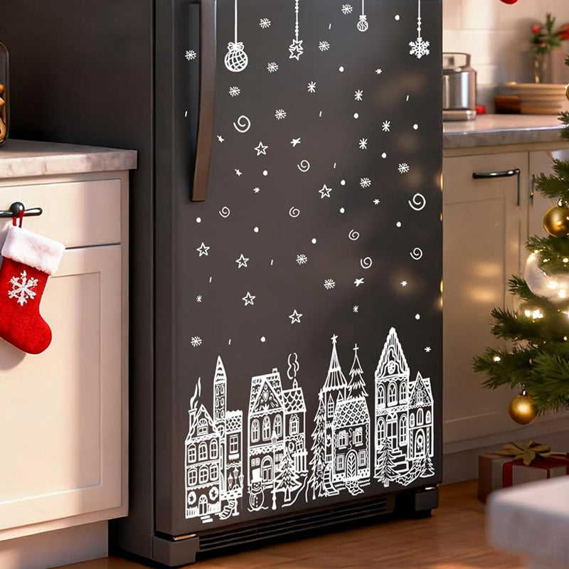 🎁Christmas Hot Sale 50% OFF🎅Christmas Village Static Window Cling Set, 78Pcs Reusable Xmas Window Stickers