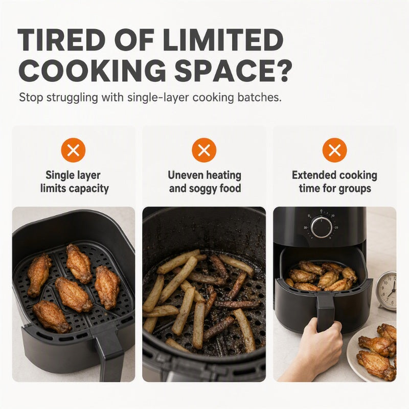 Cook Multi-Level Meals Instantly! Stackable 304 Stainless Steel Air Fryer Rack