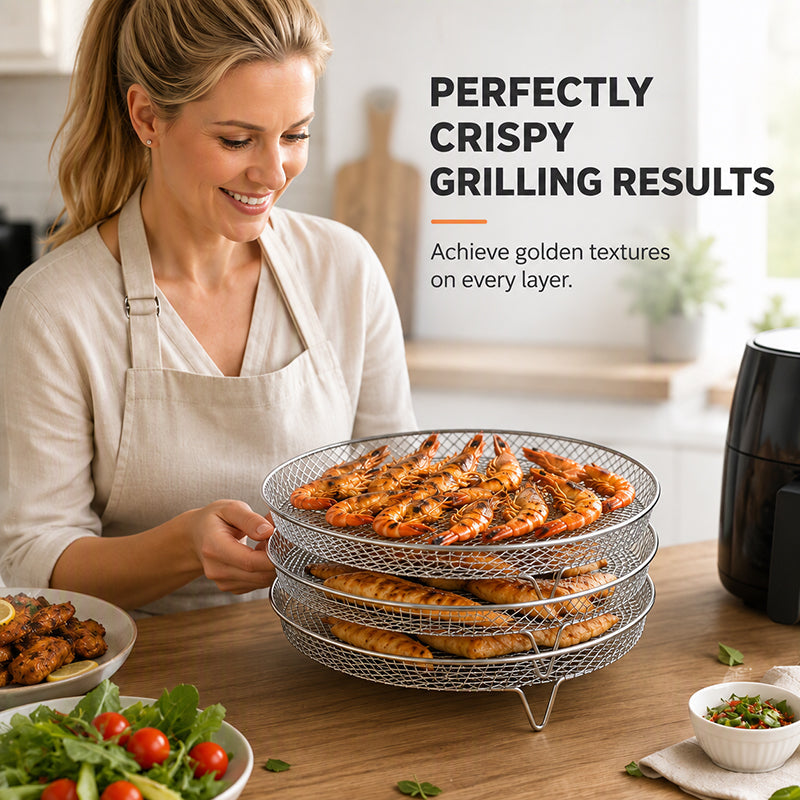 Cook Multi-Level Meals Instantly! Stackable 304 Stainless Steel Air Fryer Rack