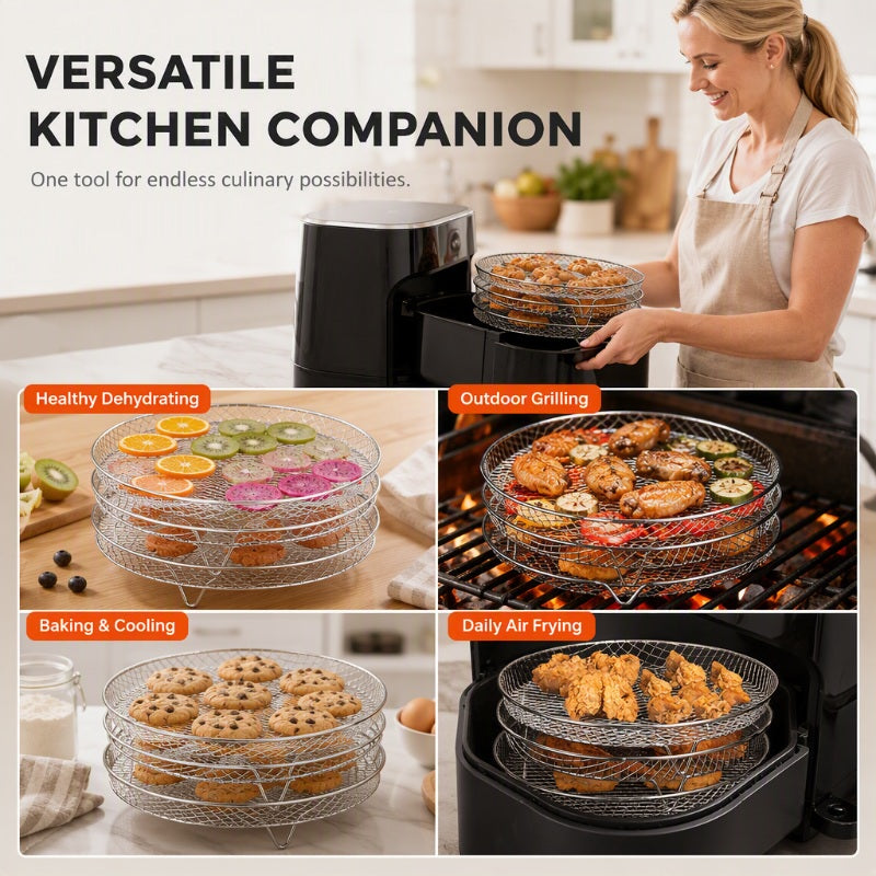 Cook Multi-Level Meals Instantly! Stackable 304 Stainless Steel Air Fryer Rack