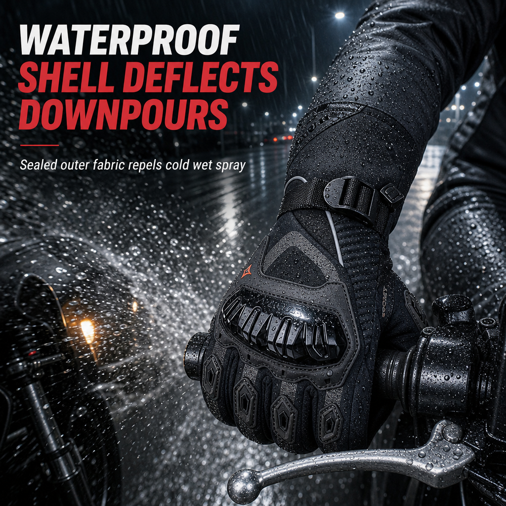 Ride Warm & Dry Instantly! Waterproof Insulated Motorcycle Gloves