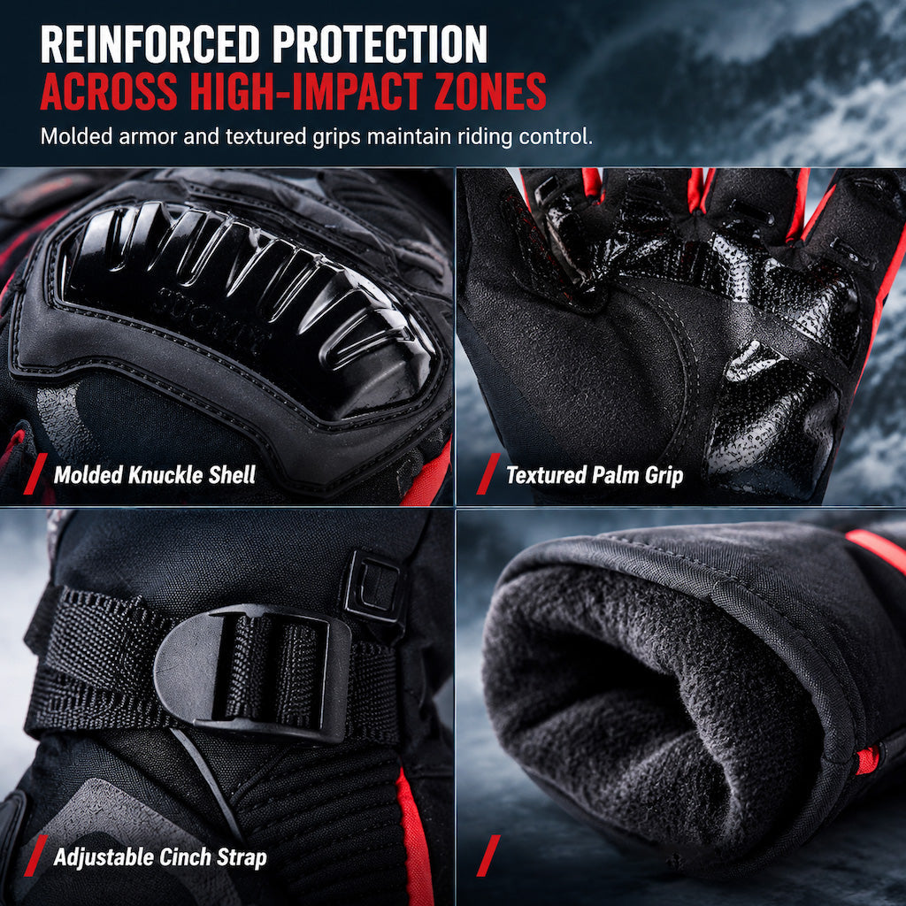 Ride Warm & Dry Instantly! Waterproof Insulated Motorcycle Gloves