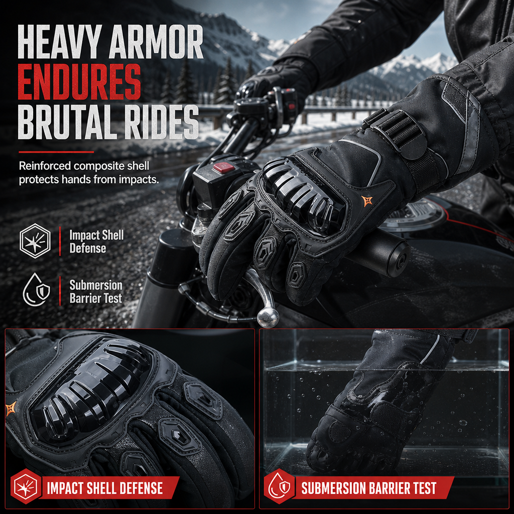 Ride Warm & Dry Instantly! Waterproof Insulated Motorcycle Gloves