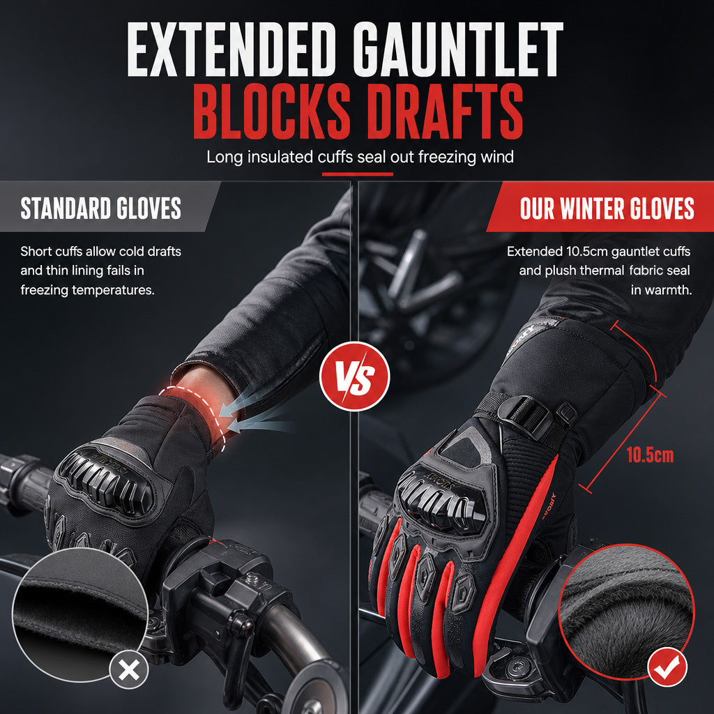 Ride Warm & Dry Instantly! Waterproof Insulated Motorcycle Gloves