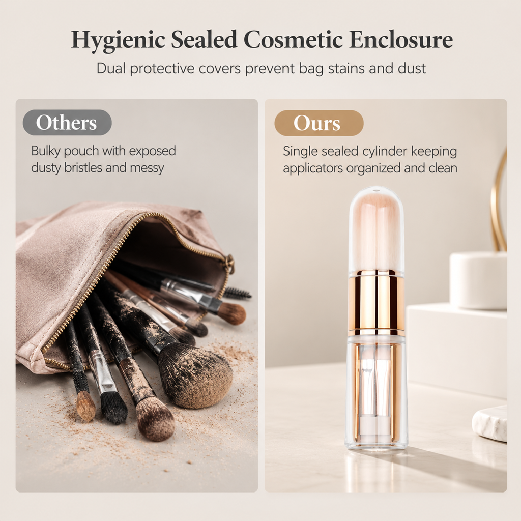 Touch Up Anywhere Instantly! 5-in-1 Retractable Makeup Brush Set
