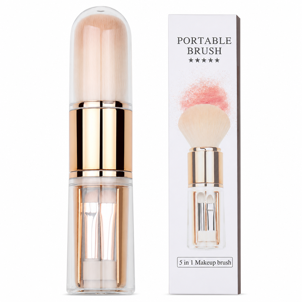 Touch Up Anywhere Instantly! 5-in-1 Retractable Makeup Brush Set
