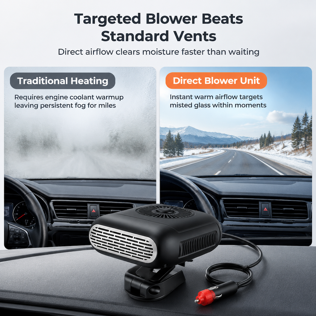 Defrost Windshield Instantly! 12V Portable Car Warm Air Blower Fan