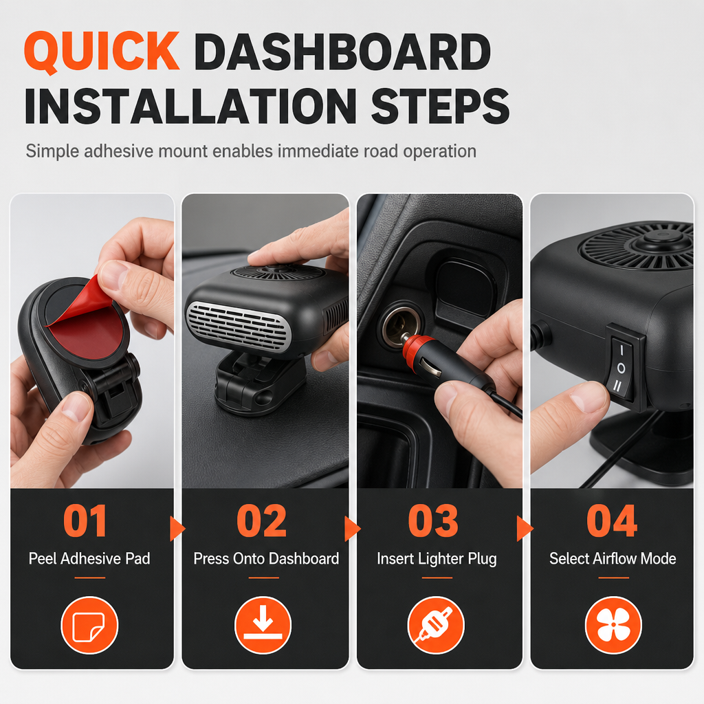 Defrost Windshield Instantly! 12V Portable Car Warm Air Blower Fan