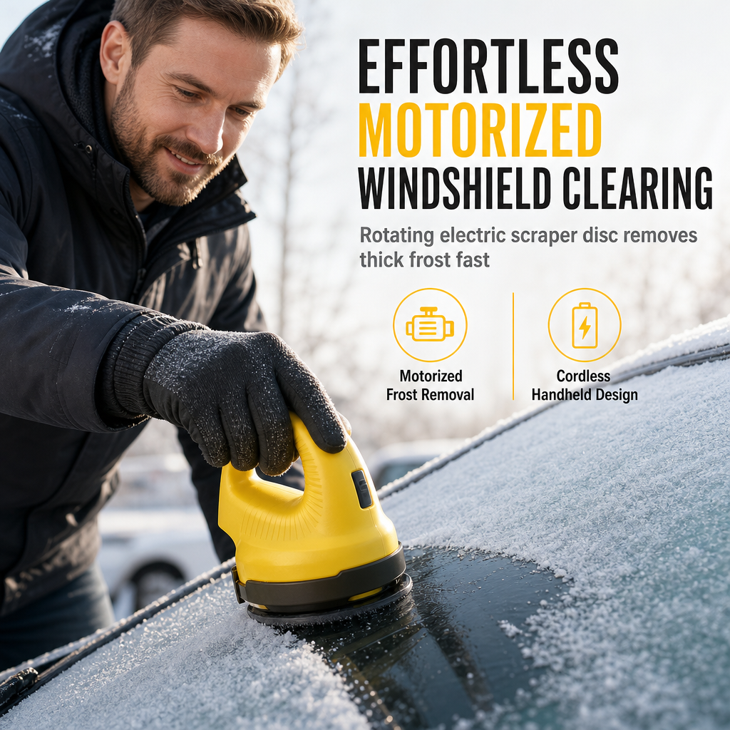 Defrost Windshields Instantly! Motorized Rotary Ice Scraper