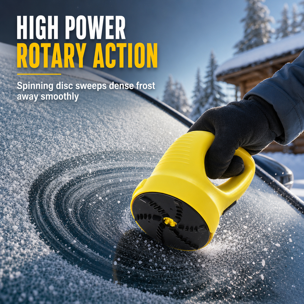 Defrost Windshields Instantly! Motorized Rotary Ice Scraper