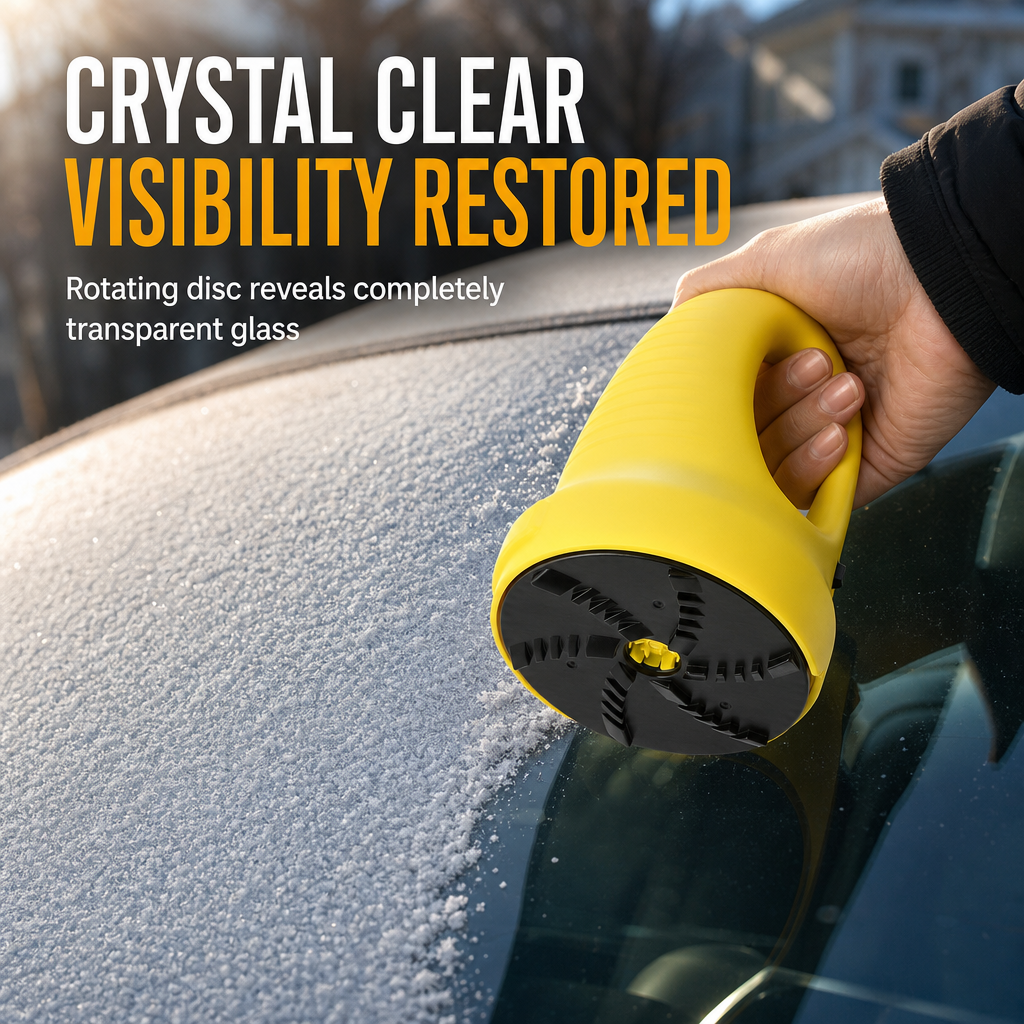 Defrost Windshields Instantly! Motorized Rotary Ice Scraper