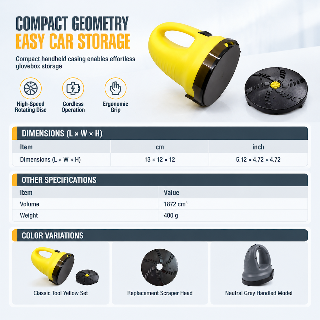 Defrost Windshields Instantly! Motorized Rotary Ice Scraper