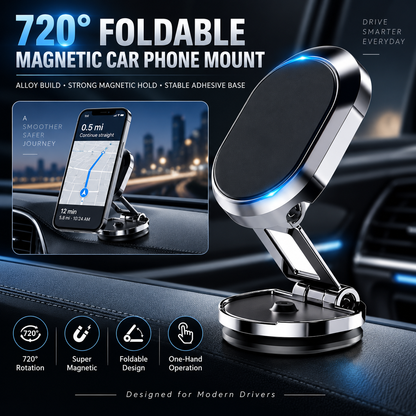 Mount Your Phone Instantly! 720° Foldable Magnetic Car Holder
