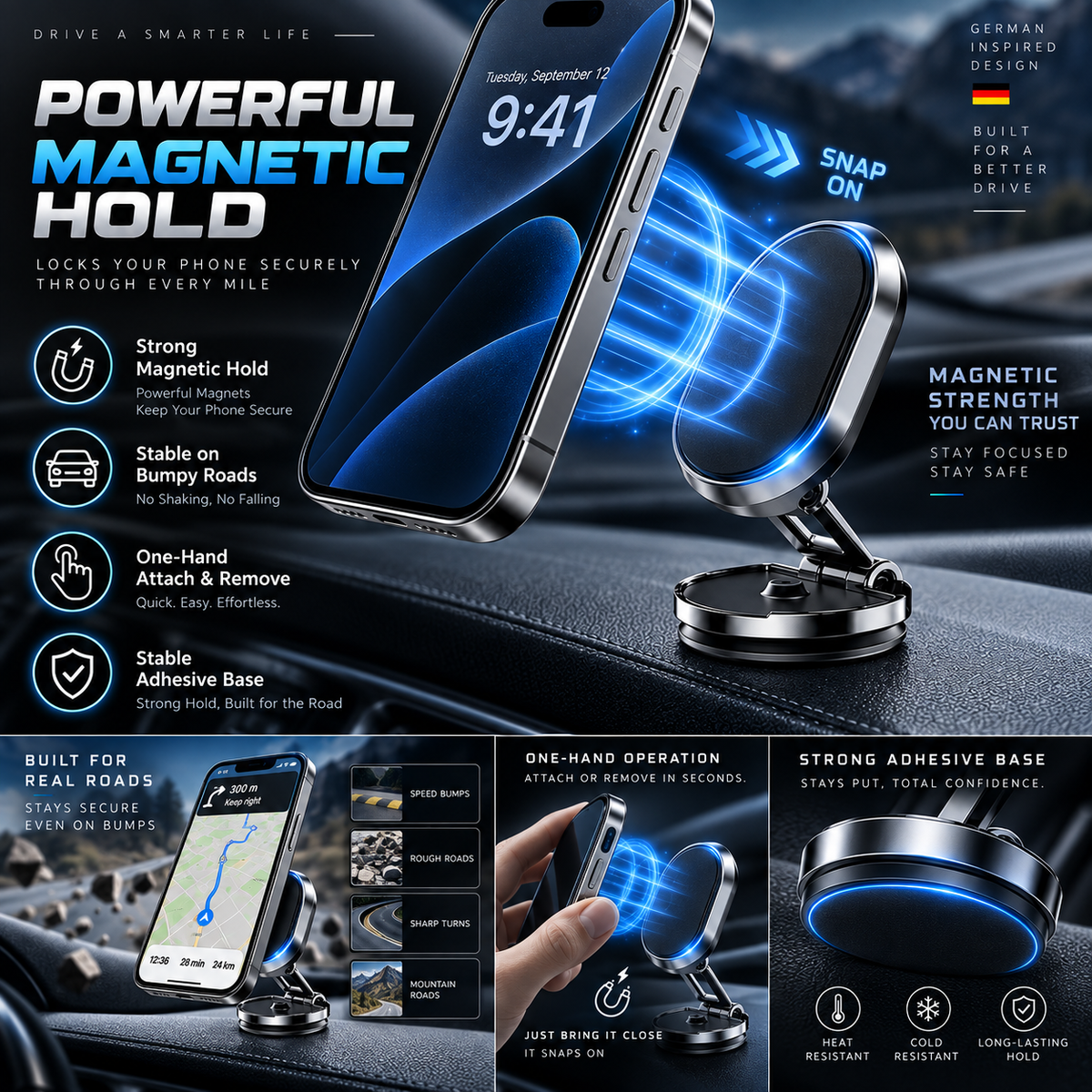 Mount Your Phone Instantly! 720° Foldable Magnetic Car Holder