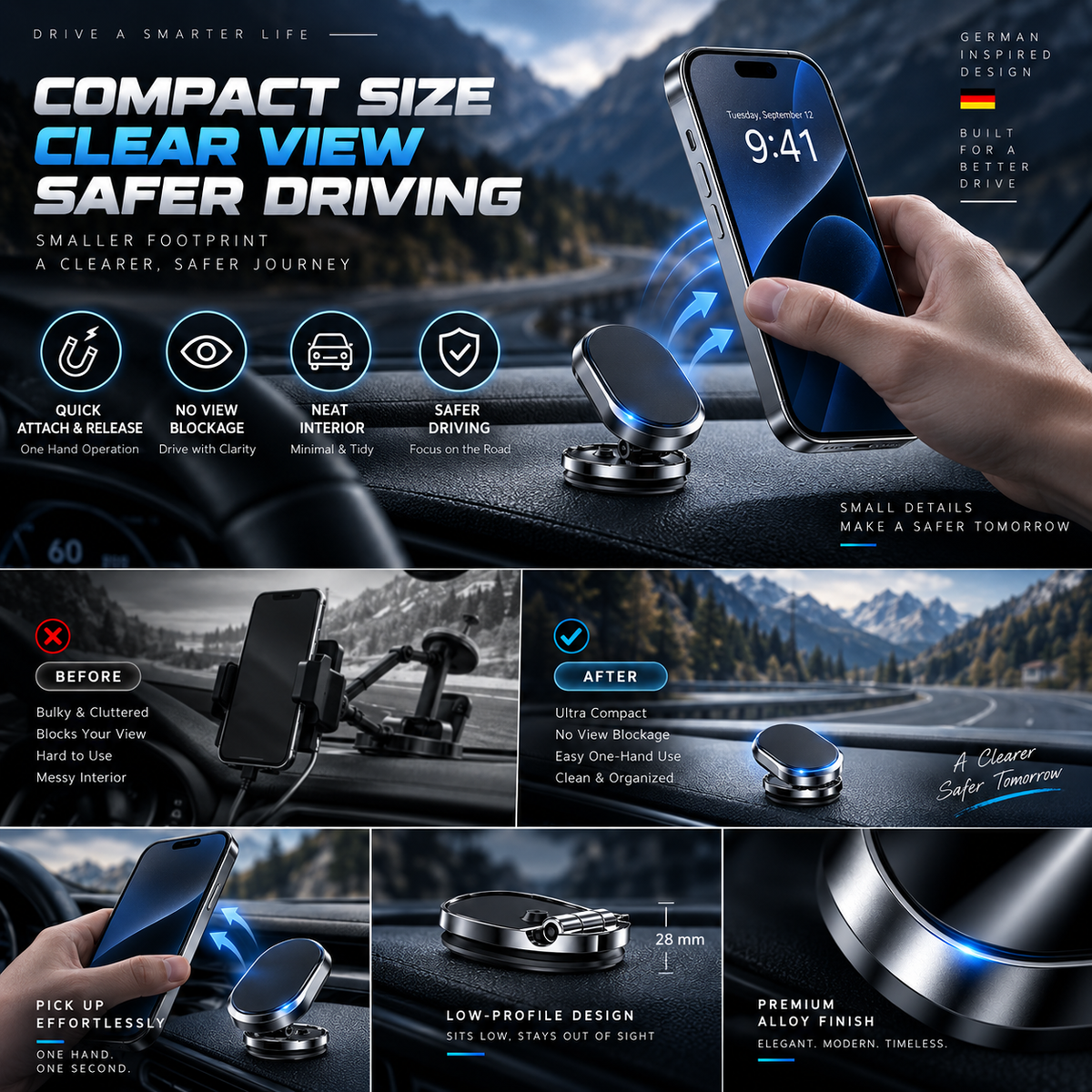 Mount Your Phone Instantly! 720° Foldable Magnetic Car Holder