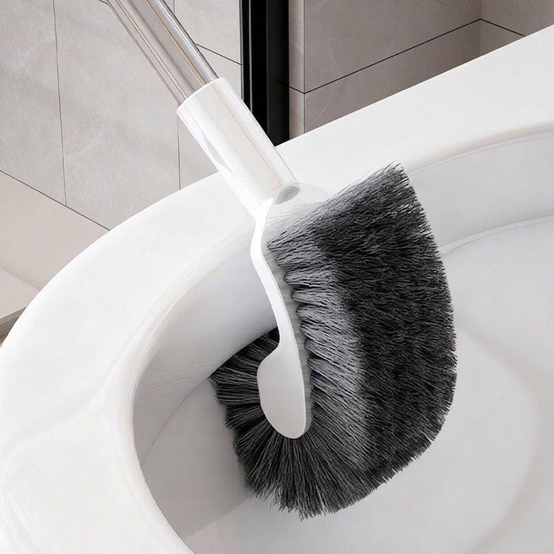 Clean Under Rim Instantly! No-Bend Curved Long Handle Toilet Brush