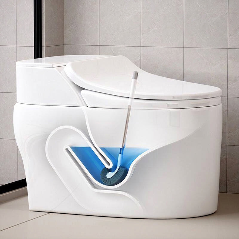 Clean Under Rim Instantly! No-Bend Curved Long Handle Toilet Brush