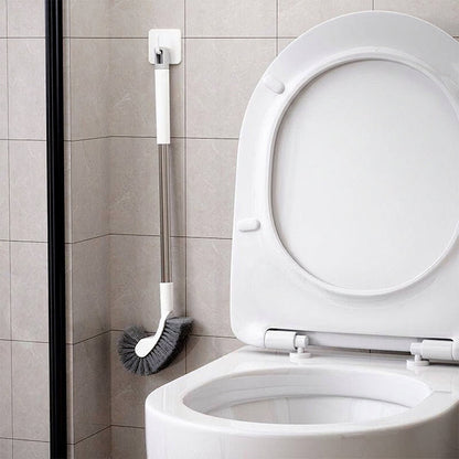 Clean Under Rim Instantly! No-Bend Curved Long Handle Toilet Brush