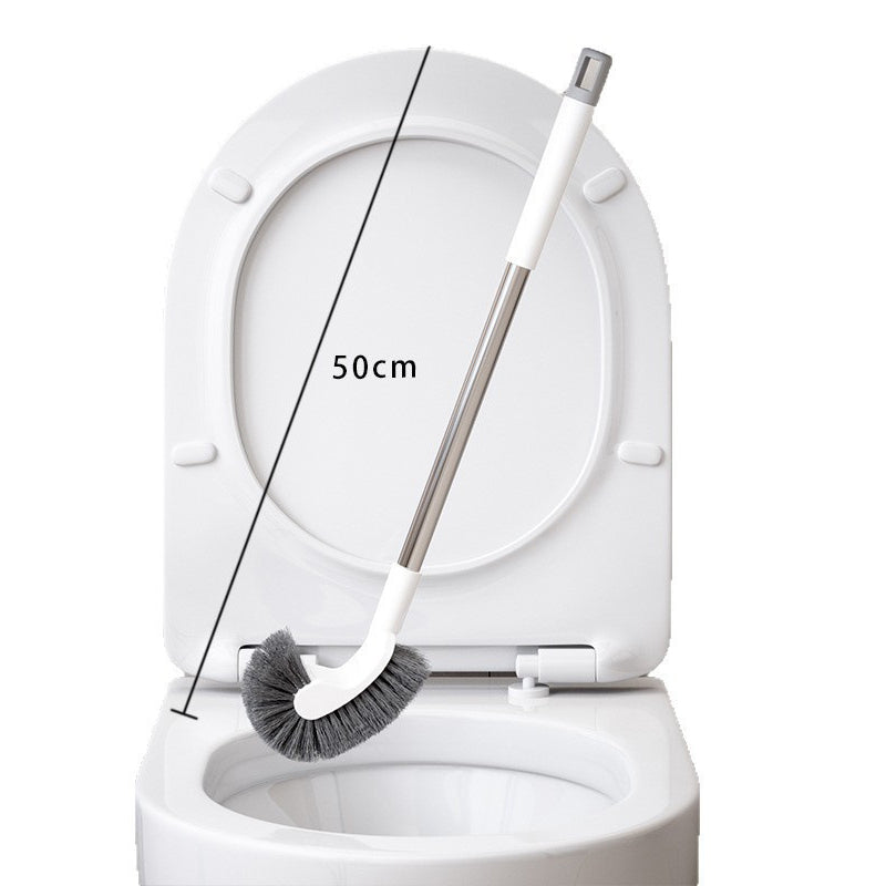 Clean Under Rim Instantly! No-Bend Curved Long Handle Toilet Brush