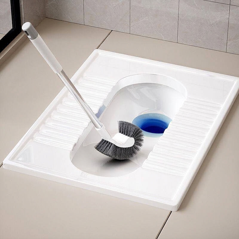 Clean Under Rim Instantly! No-Bend Curved Long Handle Toilet Brush