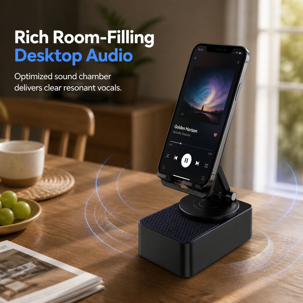 Hear & Charge Instantly! 2-in-1 Bluetooth Speaker Phone Stand