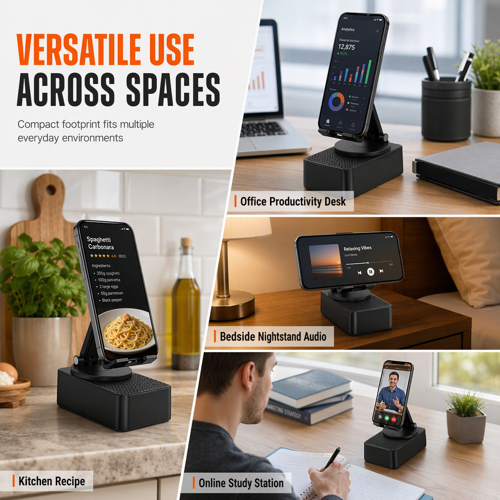 Hear & Charge Instantly! 2-in-1 Bluetooth Speaker Phone Stand