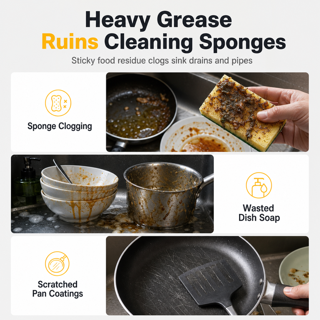 Scrape Grease Instantly! Non-Scratch Flexible Kitchen Scraper