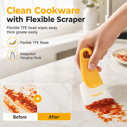 Scrape Grease Instantly! Non-Scratch Flexible Kitchen Scraper