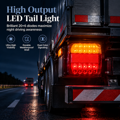 Stay Visible Instantly! 26-LED Dual-Color Trailer Tail Light
