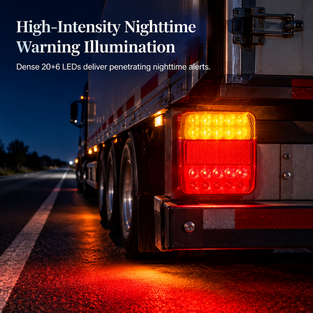 Stay Visible Instantly! 26-LED Dual-Color Trailer Tail Light