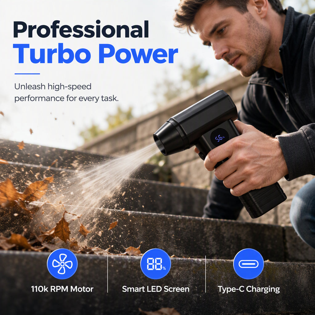 Blow Away Leaves & Snow Instantly! Cordless Handheld Turbo Fan