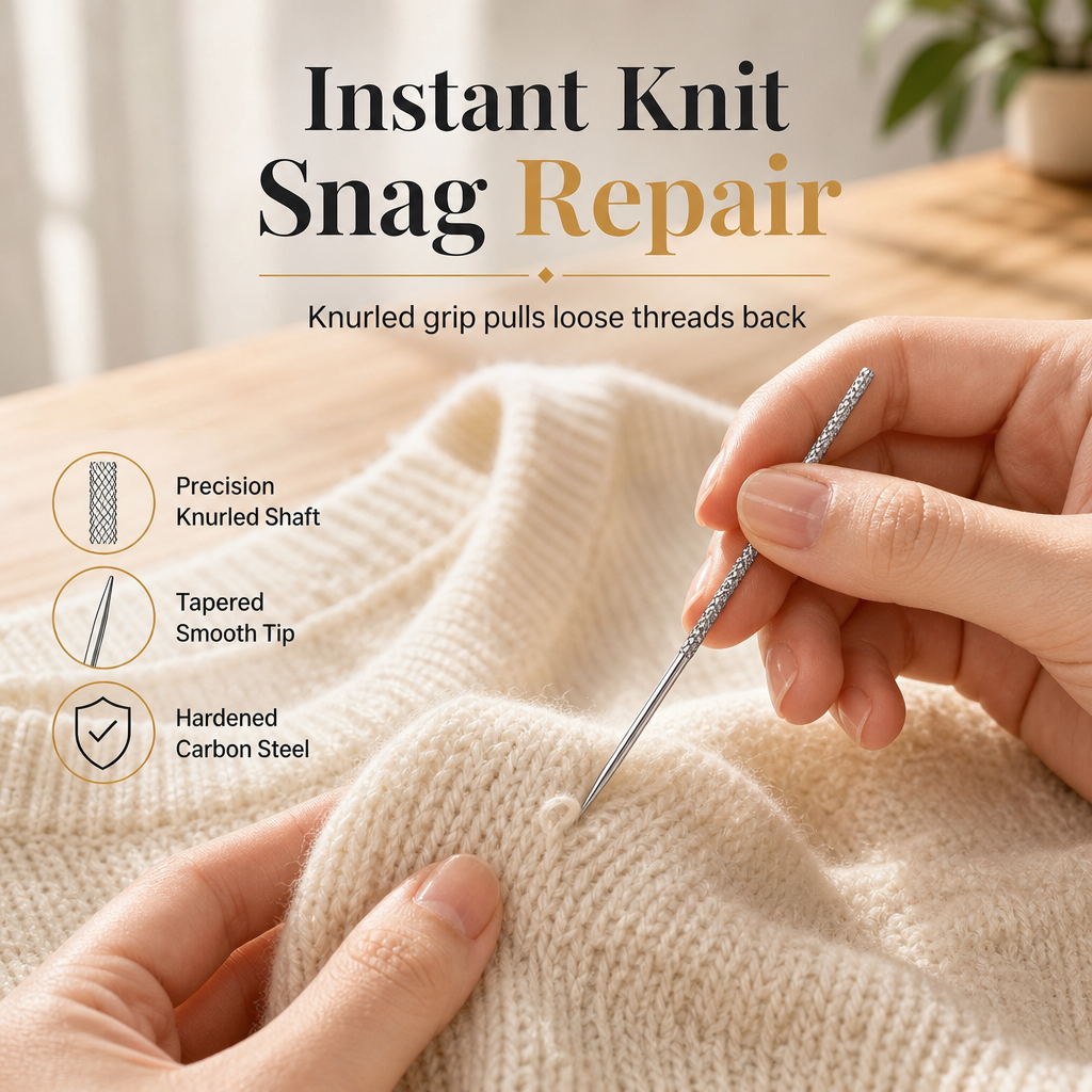 Fix Snagged Knits Instantly! 25-Piece Knurled Repair Needles